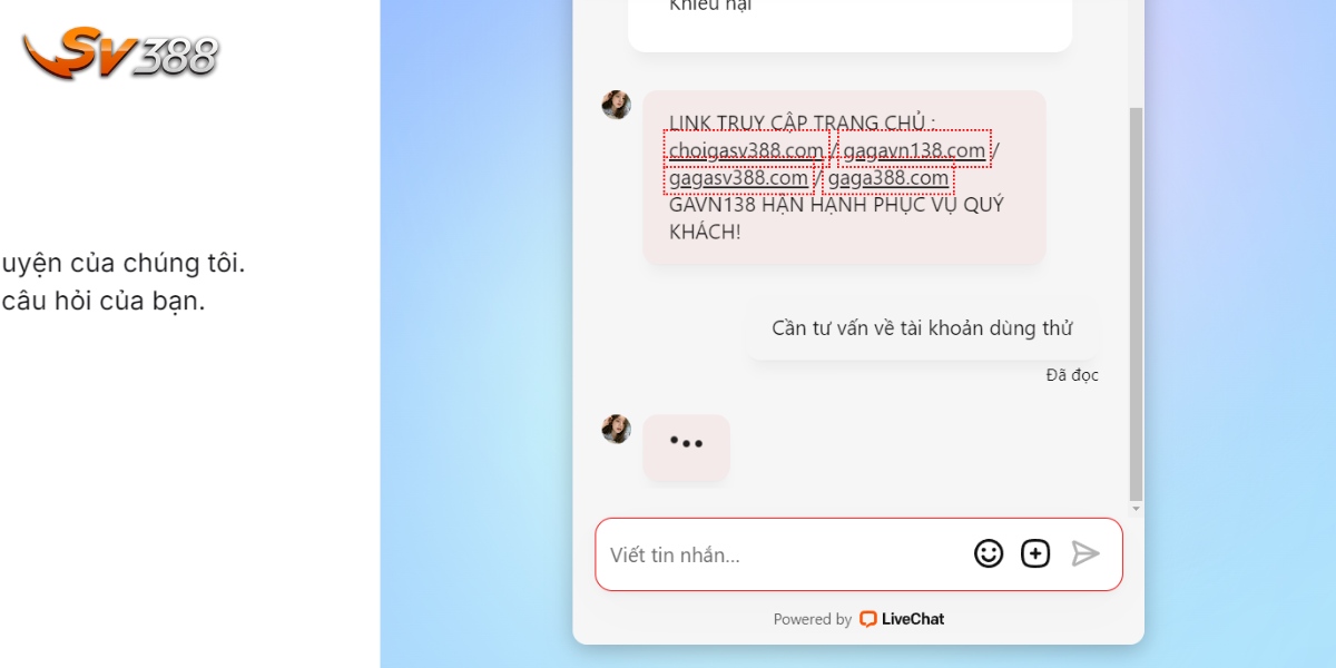 Giao diện Live Chat tiện lợi