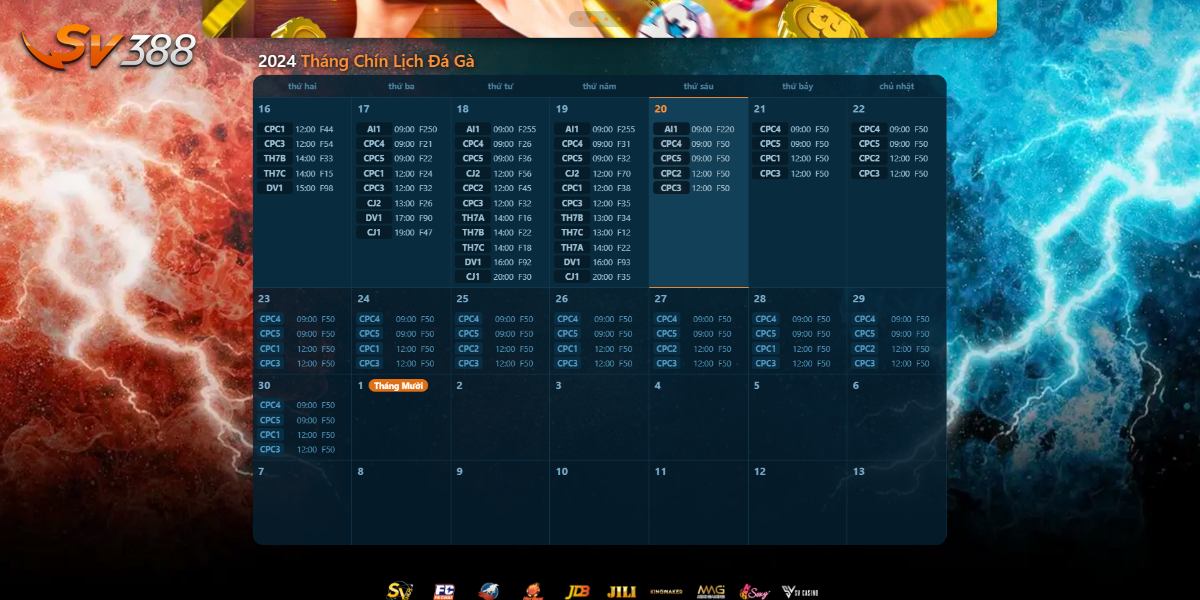 Tổng quát lịch đá gà của SV388